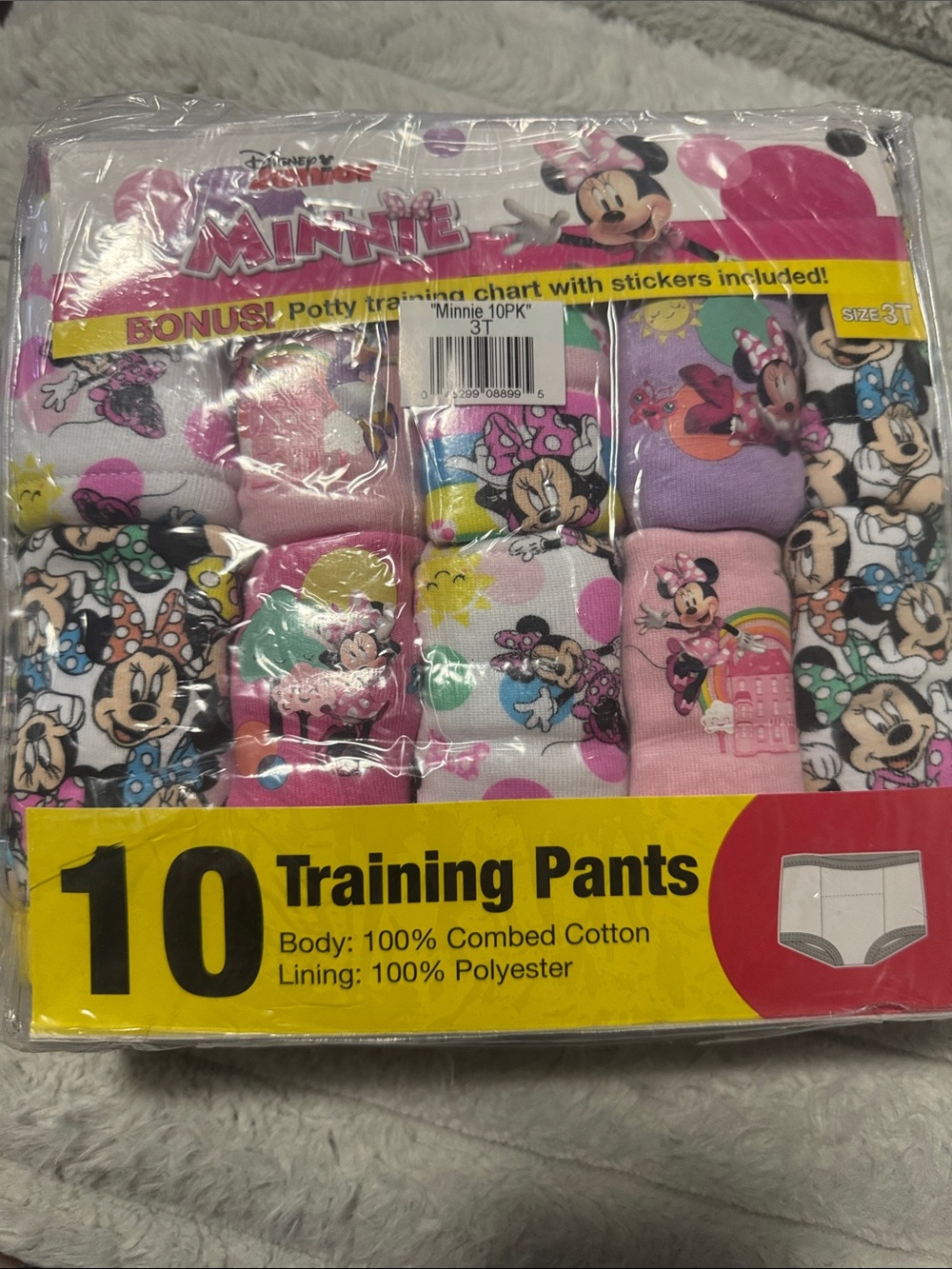 Disney 3T  Minnie Mouse Training Pants 10pk- Pink, Purple, White, Green, Yellow - Picture 4 of 4